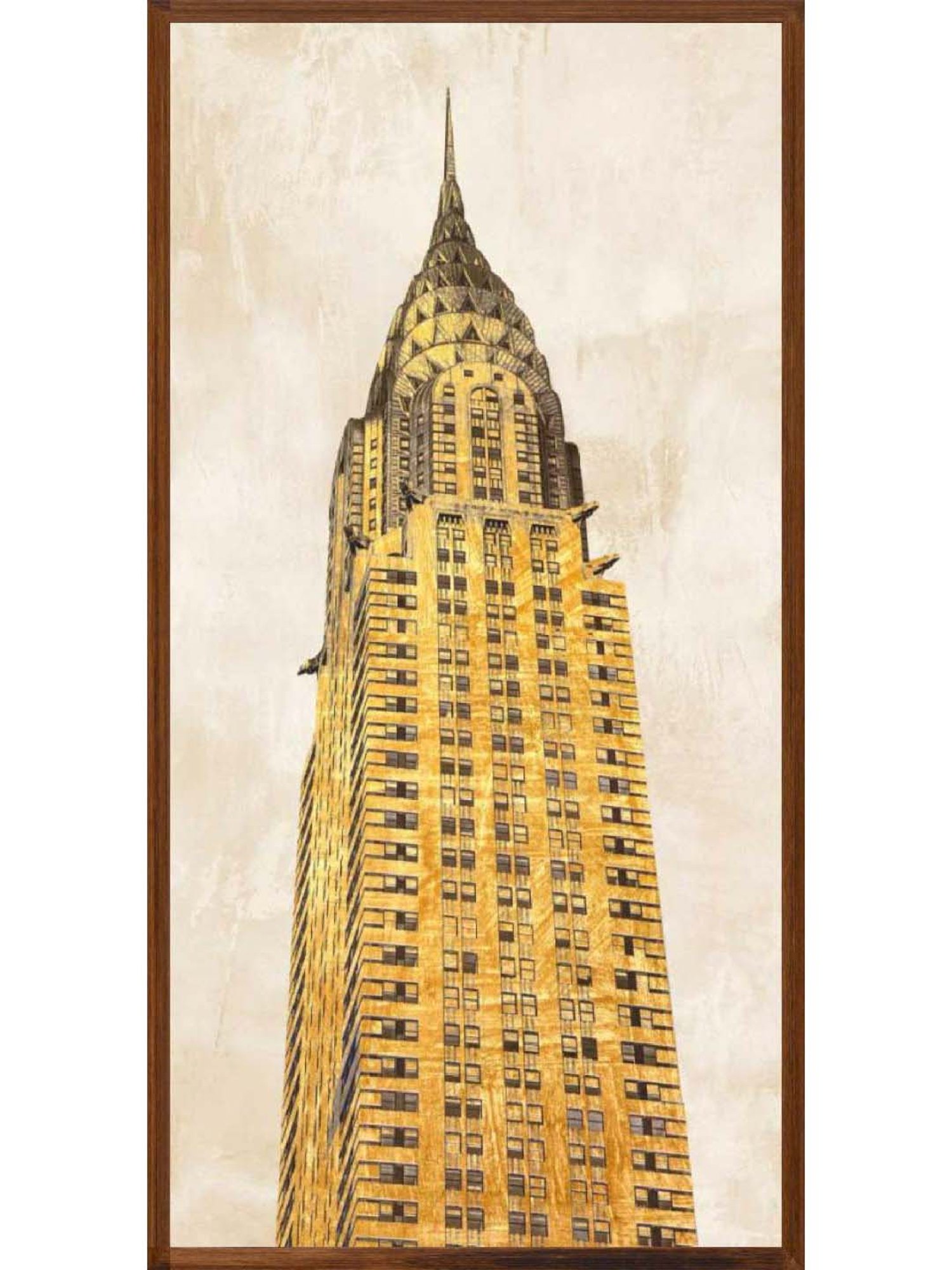 ARTE'VENUE Gilded Skyscraper Gold & Beige Canvas Wall Arts - Set of 3 (11 X 21 inch Each)