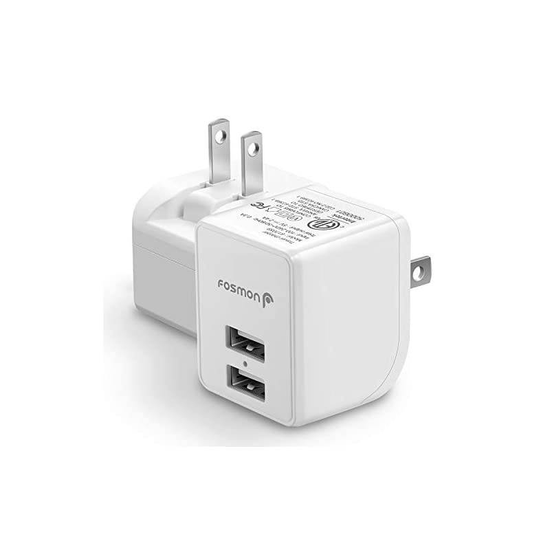 2 Port USB Wall Charger Adapter (2 Pack), 5V/2.4A Dual Mini Portable Charging Block with Foldable Plug [ETL Certified] Compatible with iPad 10.2 inch (2020), iPad Air (2020) and More