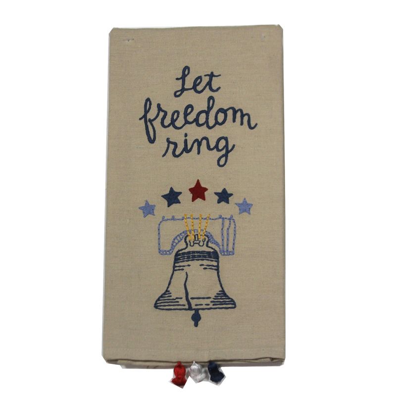 Tabletop 26.0" Let Freedom Ring Dish Towel American Flag Liberty Bell Primitives By Kathy  -  Kitchen Towel