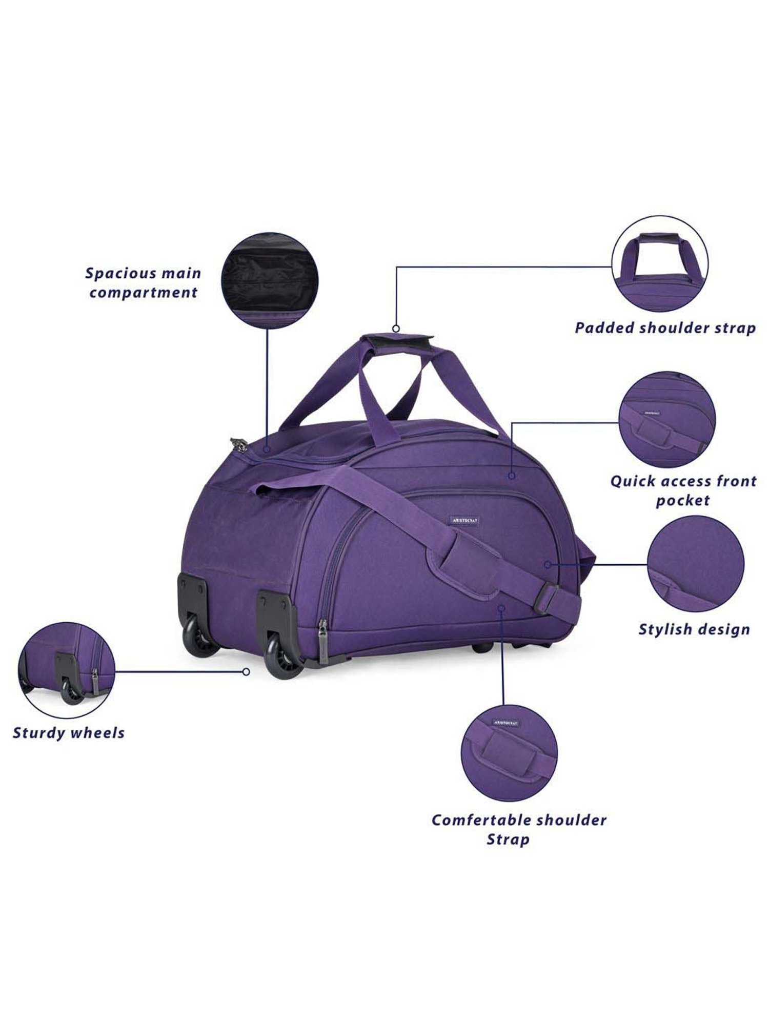 Aristocrat Dart Purple Small Duffle Trolley Bag