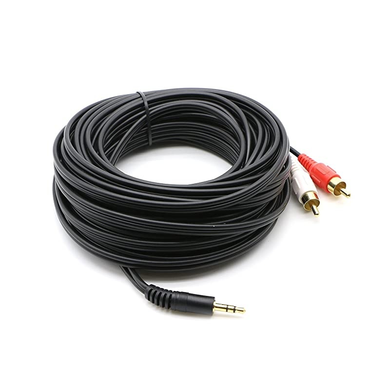 35mm Stereo Male to 2RCA Male Right and Left RCA Audio Cable 50 Feet