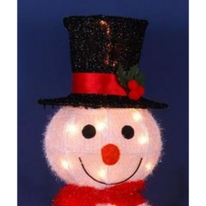 Penn 35" White and Red Lighted 3D Snowman with Top Hat Christmas Decor