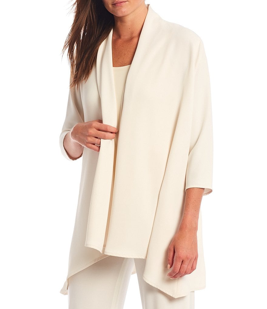 Caroline Rose Matte Crepe Open-Front Side Drape Jacket