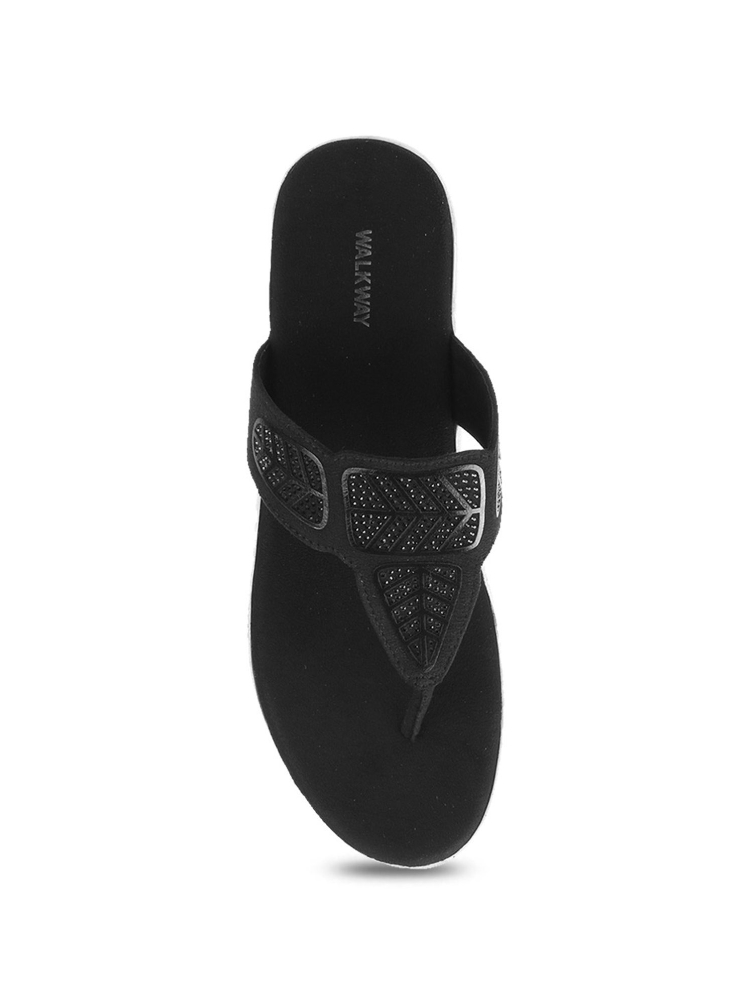 Walkway Women's Black Thong Wedges