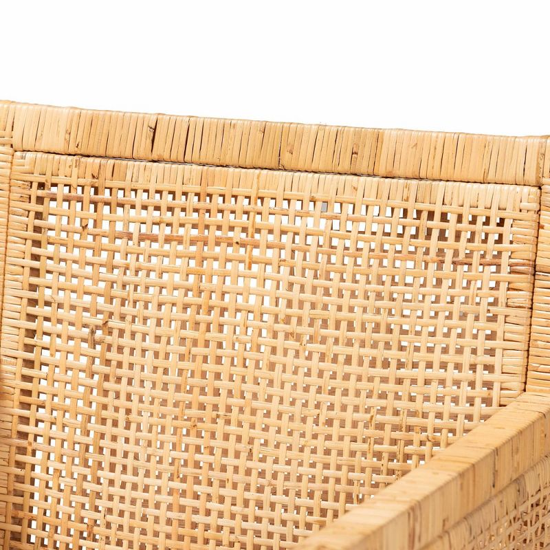 Karis Wood and Rattan Armchair Natural/White - Baxton Studio