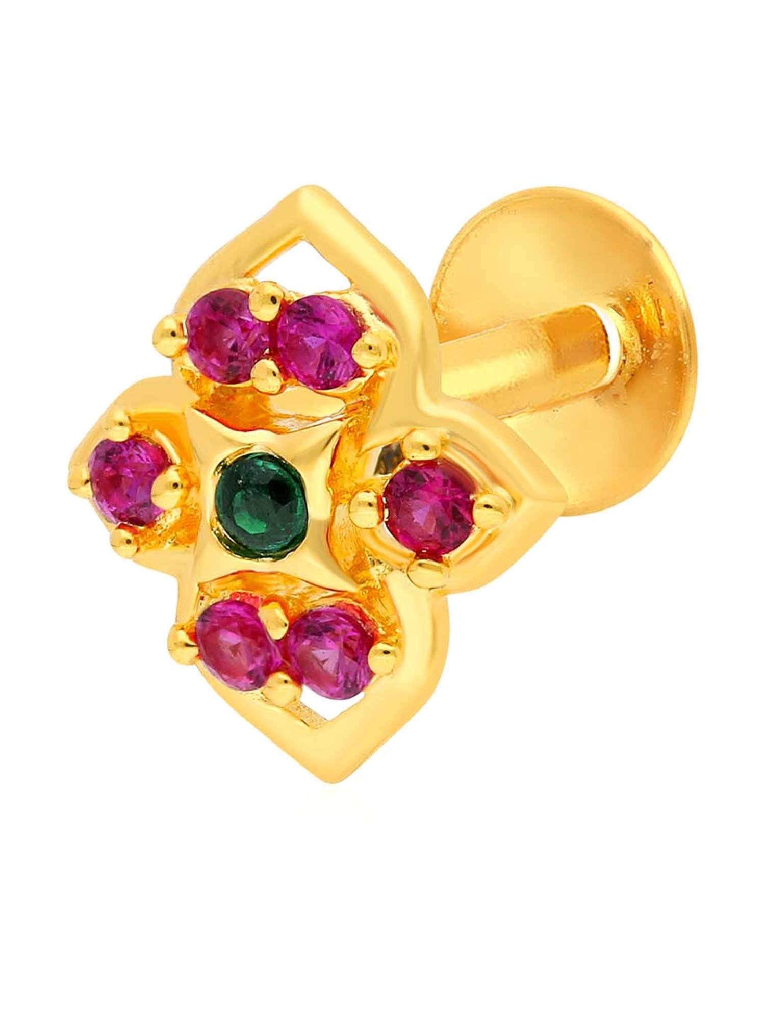 Malabar Gold and Diamonds 22k Gold Floral Nosepin for Women