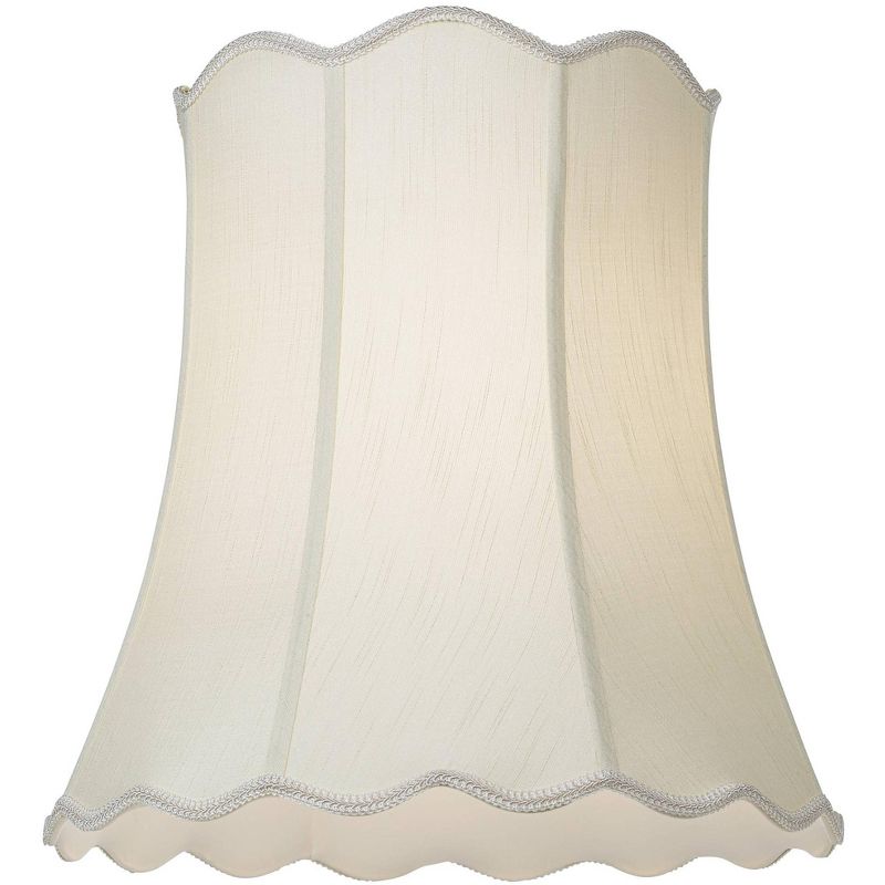 Imperial Shade Creme Large Scallop Bell Lamp Shade 14" Top x 20" Bottom x 20" Slant x 19.75 High (Spider) Replacement with Harp and Finial