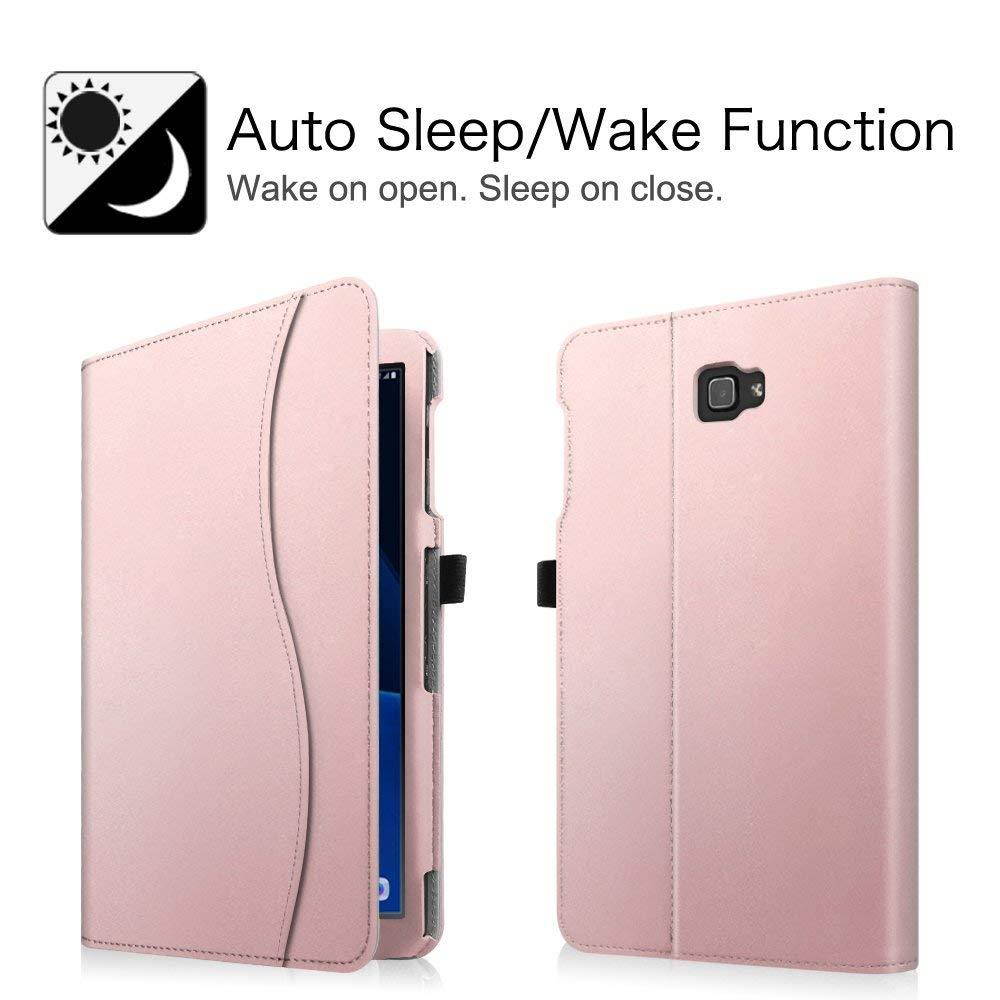 Fintie Samsung Galaxy Tab A 10.1 Case, [Corner Protection] Multi-Angle Viewing Stand Cover with Packet Auto Sleep/Wake for Tab A 10.1 Inch (NO S Pen Version SM-T580/T585/T587) Tablet, Rose Gold
