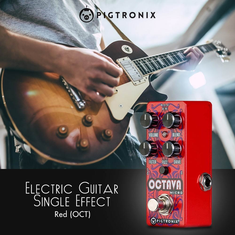 Pigtronix Octava Electric All-Analog Octave Fuzz/Frequency Doubler with High Octave Notes, Excellent Distortion, Accessory Bundle with Cleaning Kit & TRS Cable