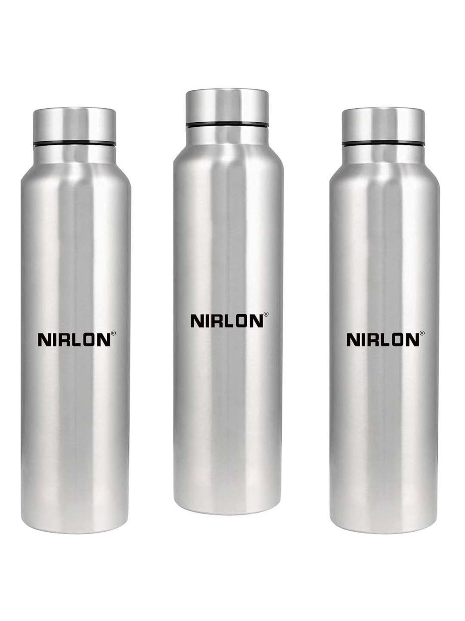 Nirlon Thirst Cool Silver Stainless Steel Water Bottle (1 L) - Set of 3