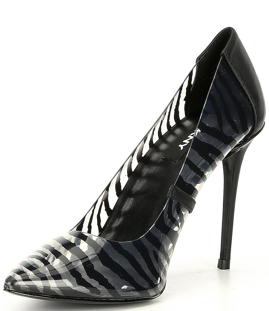 DKNY Deedra Zebra Printed Vinyl Stiletto Pumps