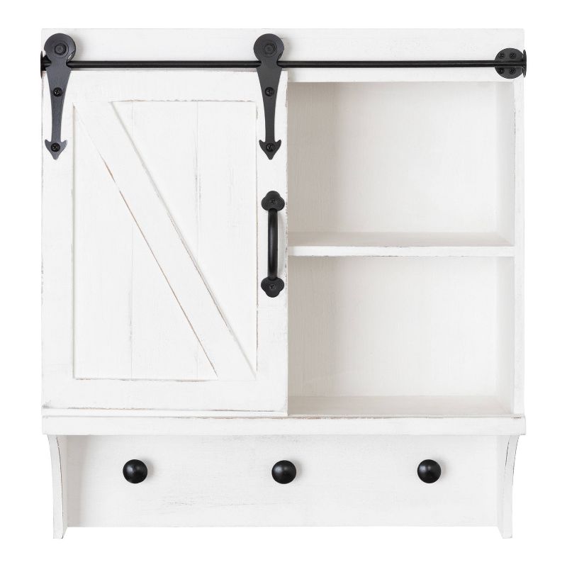 18" x 8" x 20" Farmhouse Cabinet with Sliding Door and 3 Knobs White - Kate & Laurel All Things Decor