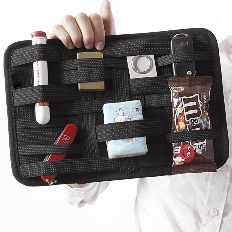 Elastic Electronics Organizer Board Electronic Accessories Travel Gadget Organizers Storage Case Bag for USB Cables Cosmetics Brush Pens 1024 x 512 Inches Black