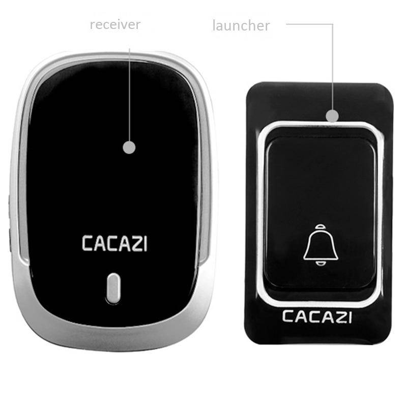 Cacazi Wireless Doorbell Waterproof Battery Button 300M Remote Receiver 36 Rings 4 Volume Home Cordless Door Bell Chime U