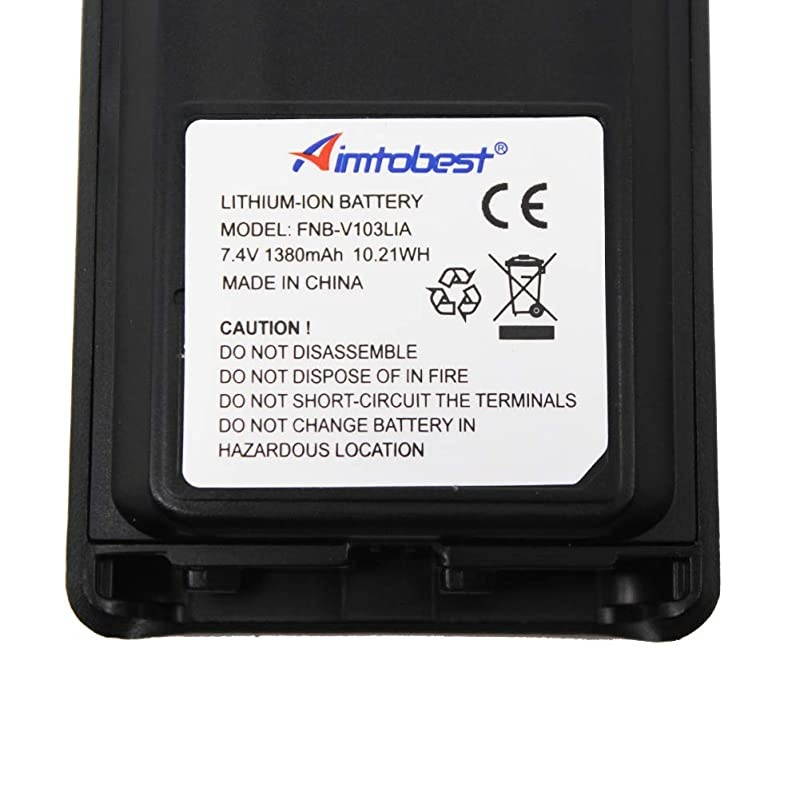 1380mAh Liion Battery Compatible for Vertex VX231 VX231 VX228 VX228 VX230 VX230 VX234 VX234 FNBV103Li FNBV103 Fits for CD34VAC300 Charger