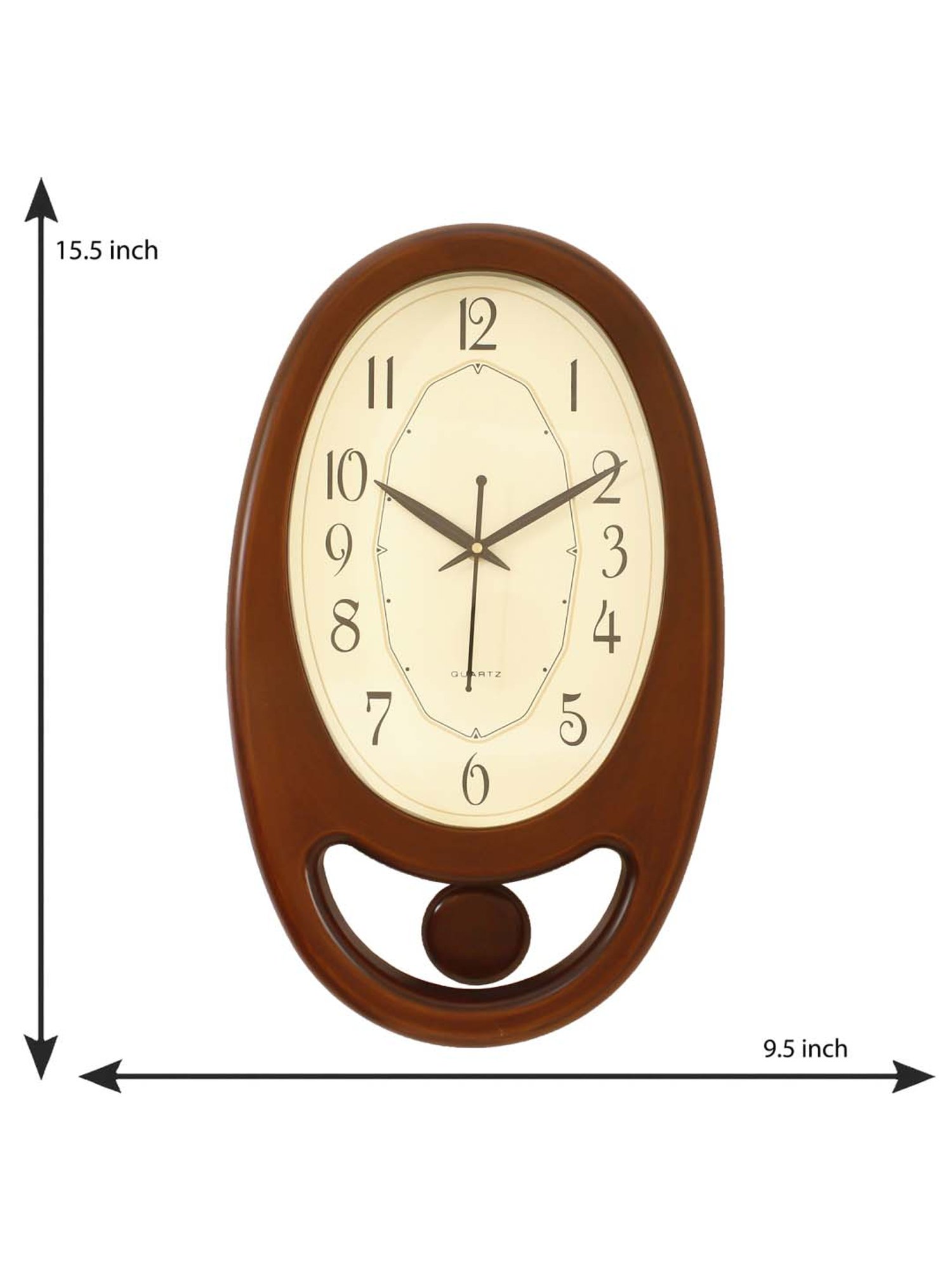 eCraftIndia Golden Brown Plastic Vertical Pendulum Analog Wall Clock
