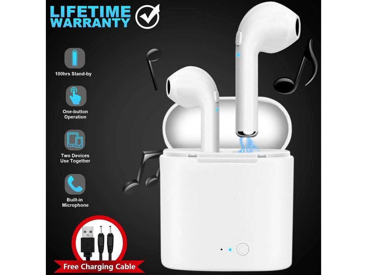 Wireless Earbuds Bluetooth Headphones Stereo Earphone Built-In Mic with Charging Case Cordless Sport Headsets for AirPods iPhone X 8 7 plus 6 6s plus Android Samsung Galaxy