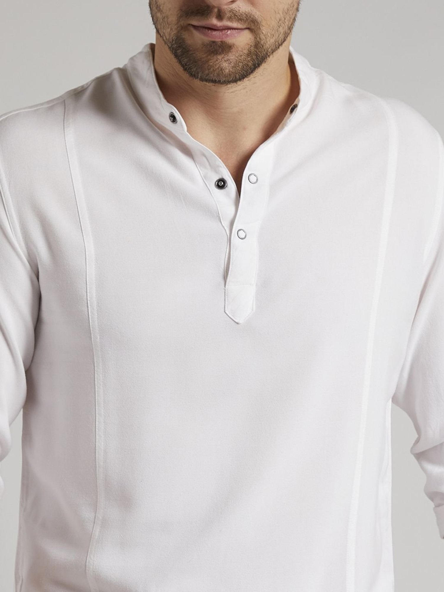 Identiti White Tapered Fit Short Kurta