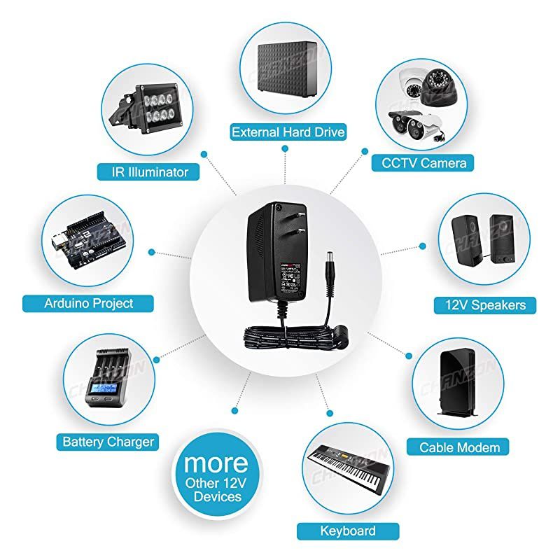 UL Listed  12V 15A 18W AC DC Switching Power Supply Adapter Input 100240V Output 12 Volt 15 Amp 6Ft Cord 18 Watt Wall Wart Transformer Charger for DC12V Security CCTV Camera 2Pack