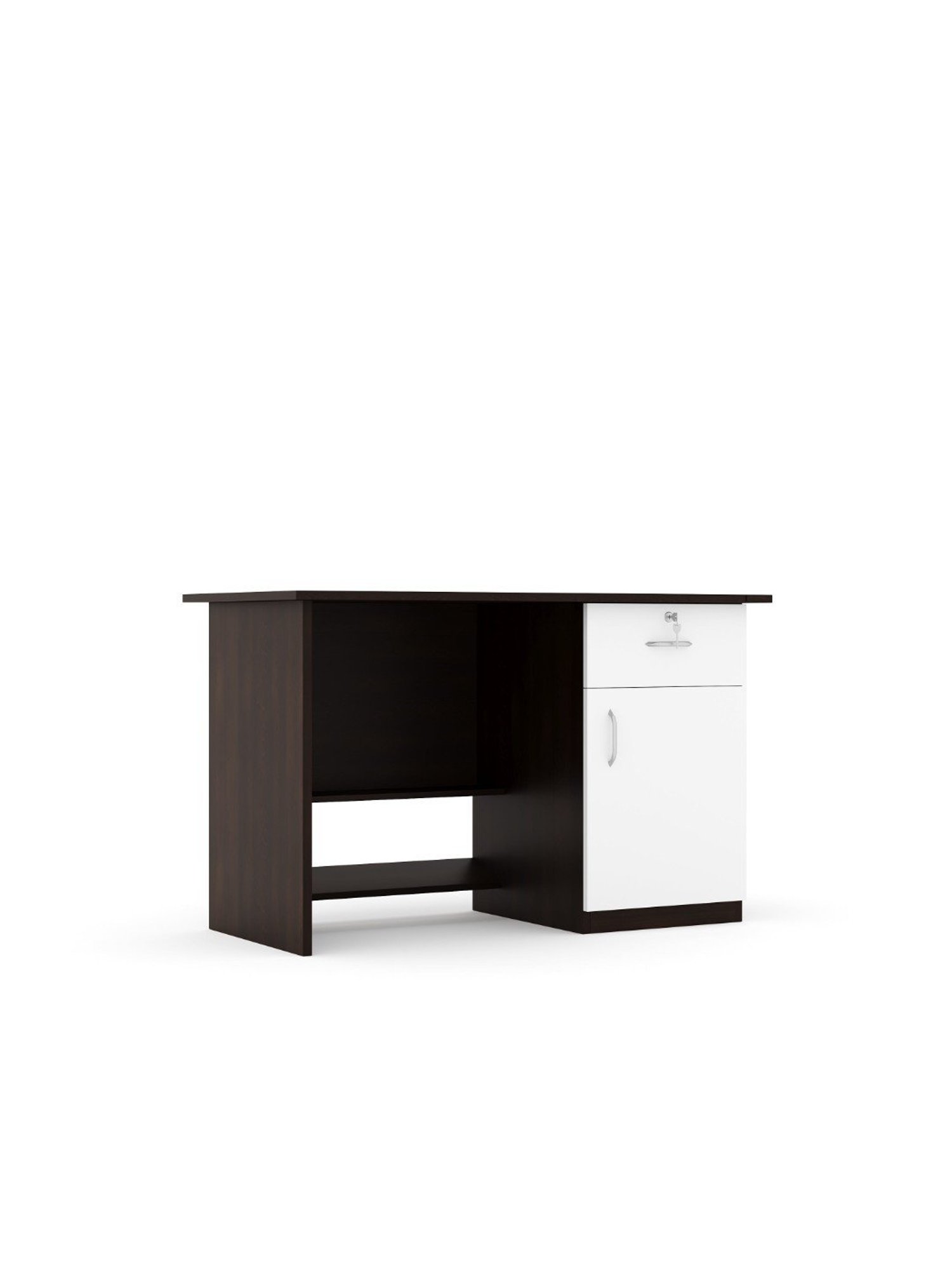 Nilkamal Dalton Black Engineered Wood Office Table with Drawer, Cabinet & 2 Shelf
