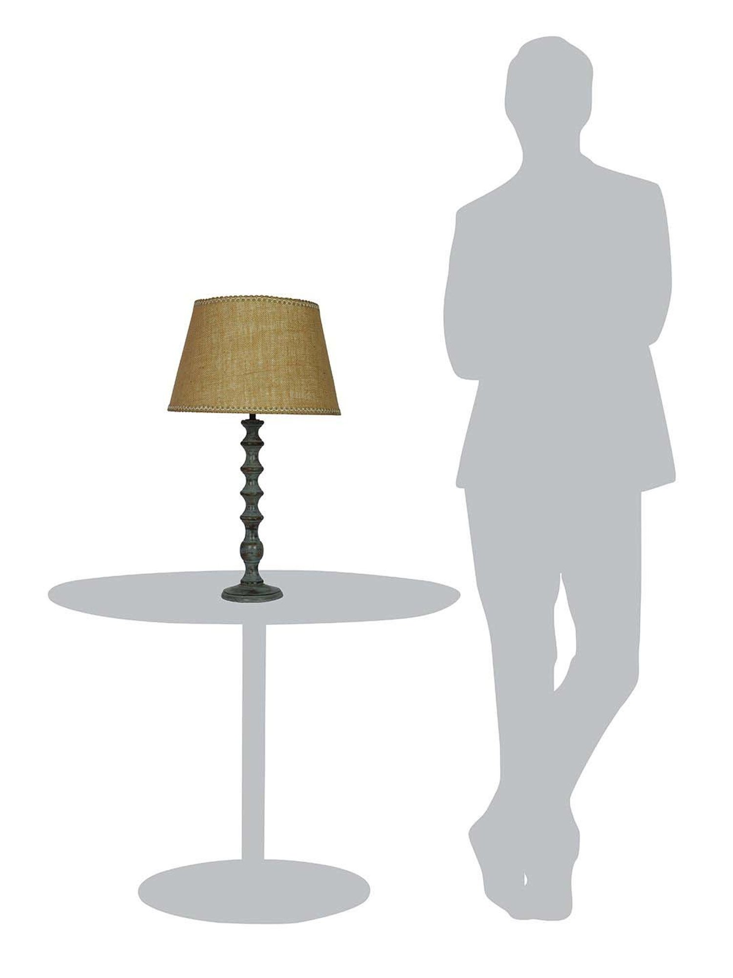 FOS LIGHTING Yellow & Grey Wood Table Lamp With Jute Shade