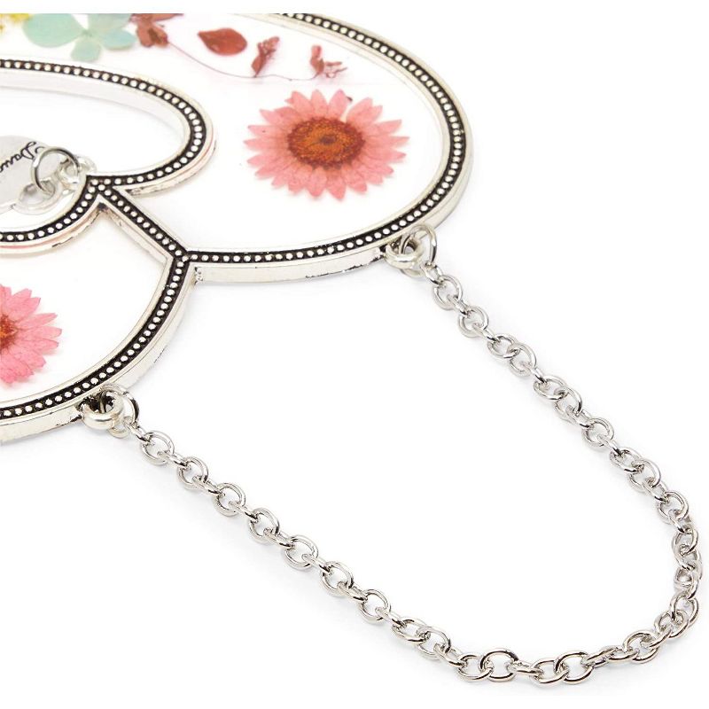 Okuna Outpost Heart Suncatcher for Window with Pressed Flowers (4.5 x 8.25 Inches)