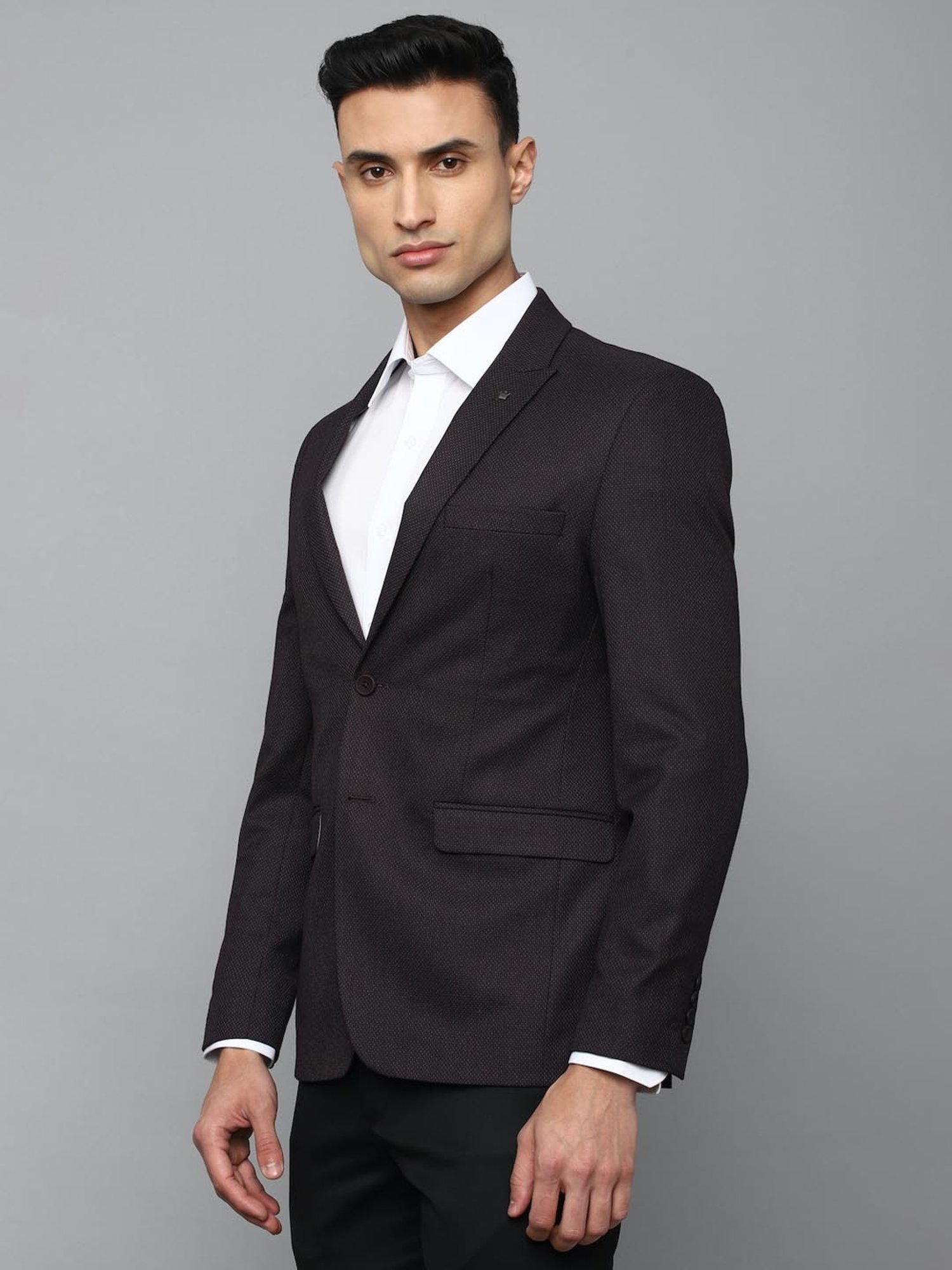 Louis Philippe Black Slim Fit Texture Blazers