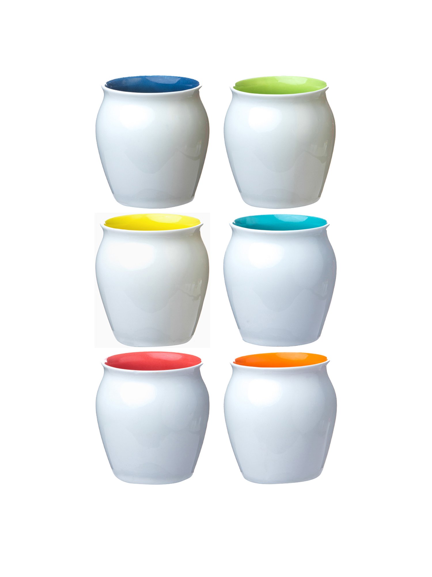 SONAKI Printed White Bone China Coffee Kulhad - Set of 6 (200ml)