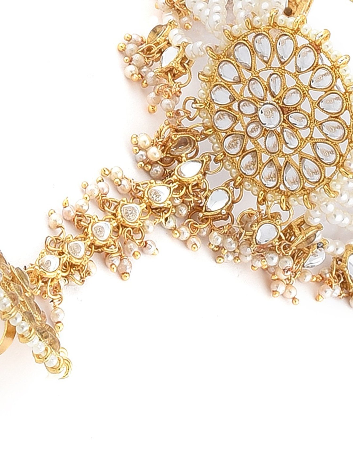 Zaveri Pearls Gold Tone Kundan & Pearls Mesmerising Hand Harness-ZPFK9442