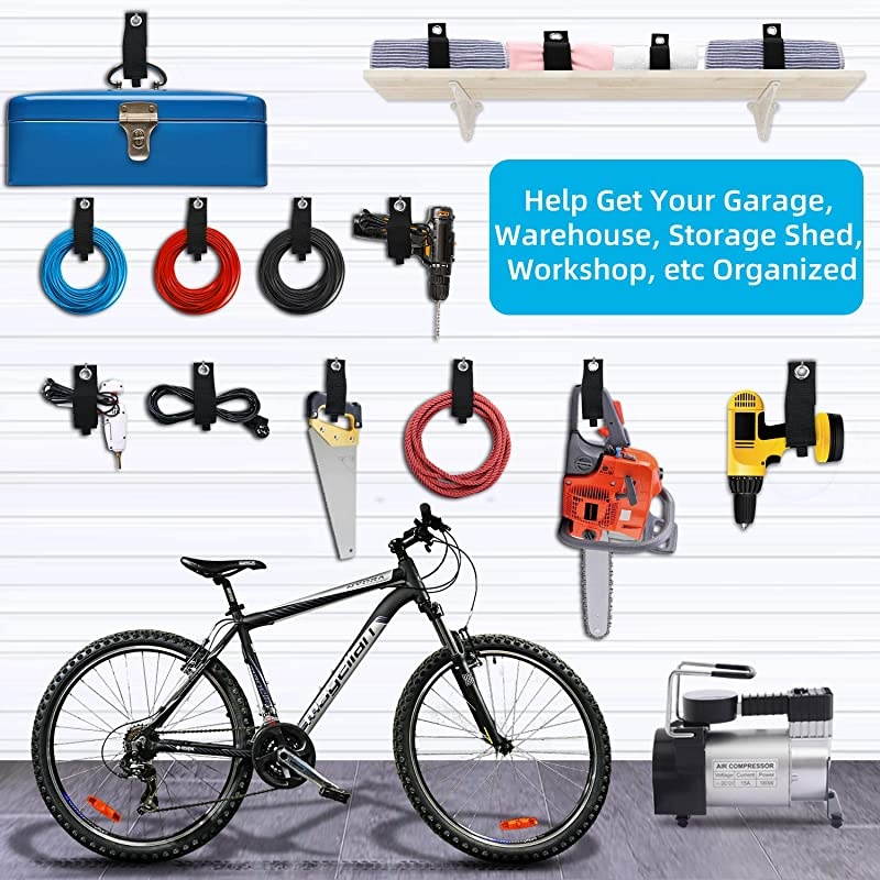 12 Pack Heavy Duty Extension Cord Holder Organizer Hook and Loop Cable Straps for Garage Organization Cord Wraps for HomeRVWorkshop Tool Storage Fit with Garage Hook and Pool Hose Hanger