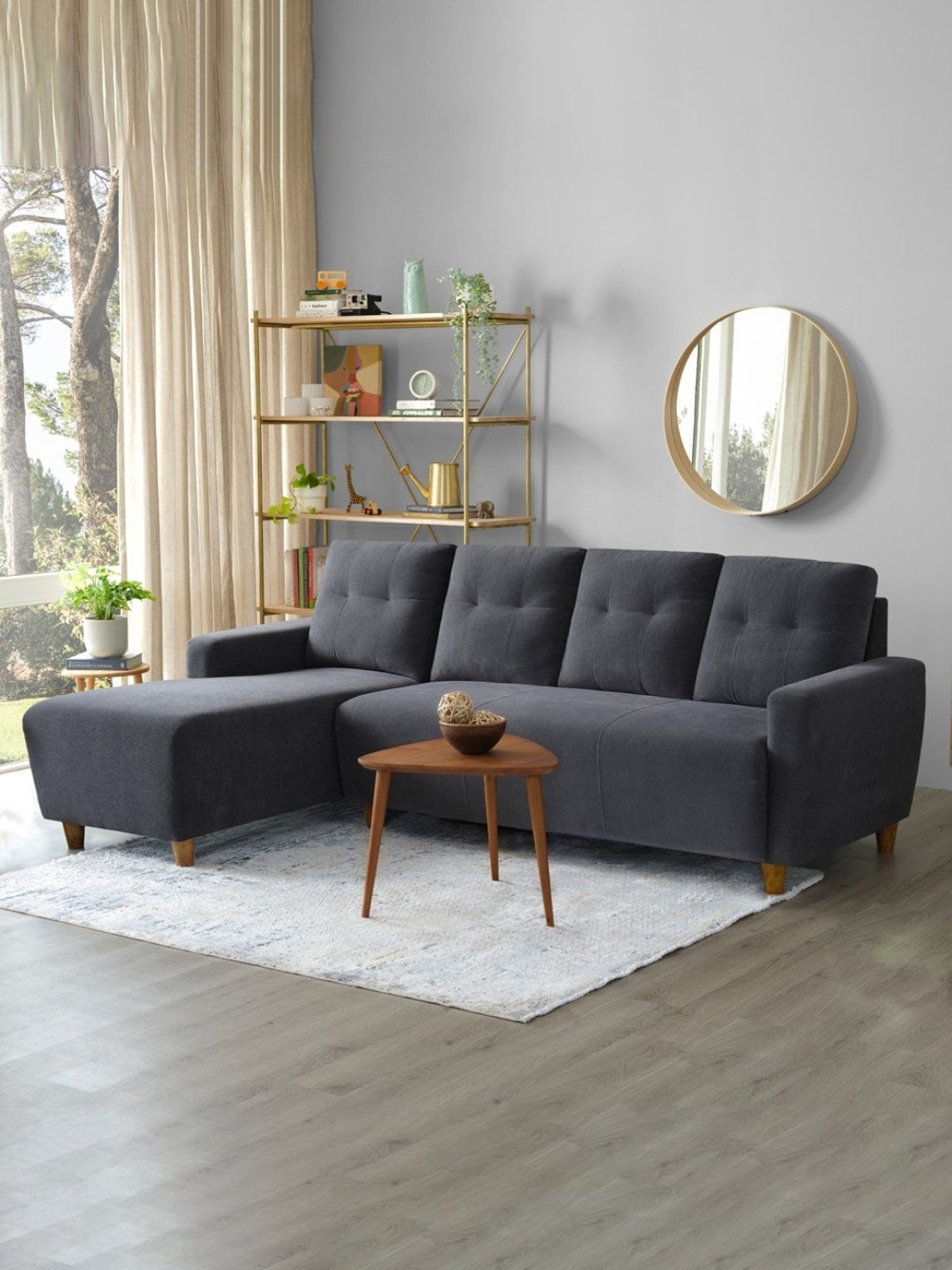 Sleepyhead Yolo Sesame Grey Fabric 3 Seater LHS L Shape Sofa Set