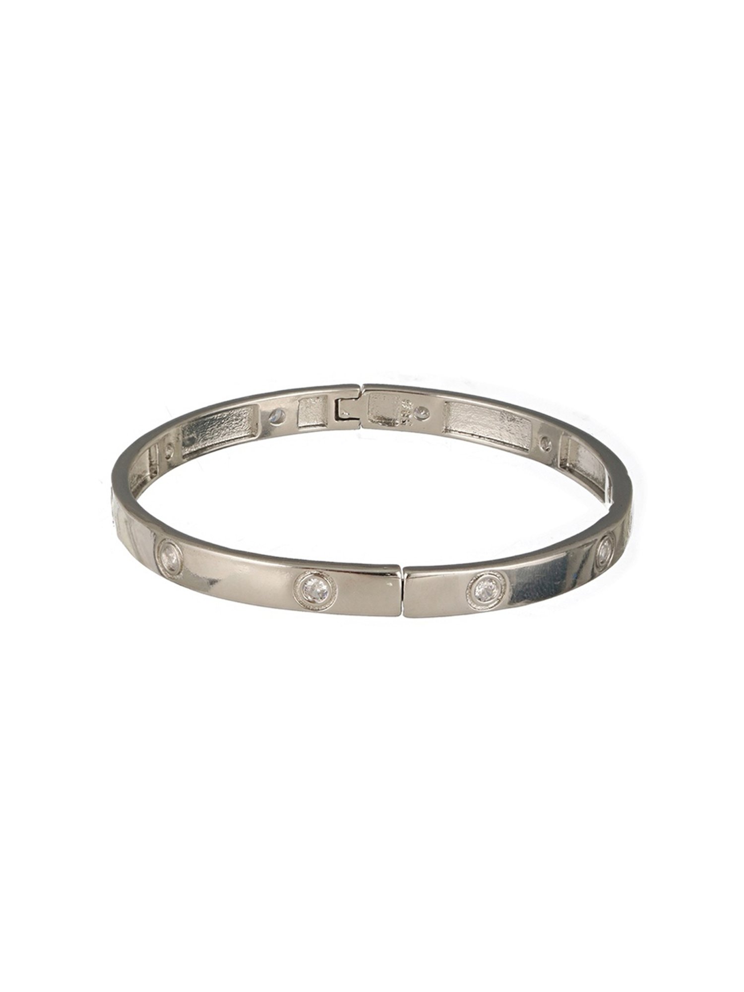 Prita by Priyaasi Chic Studded Band Style Silver-Plated Bracelet