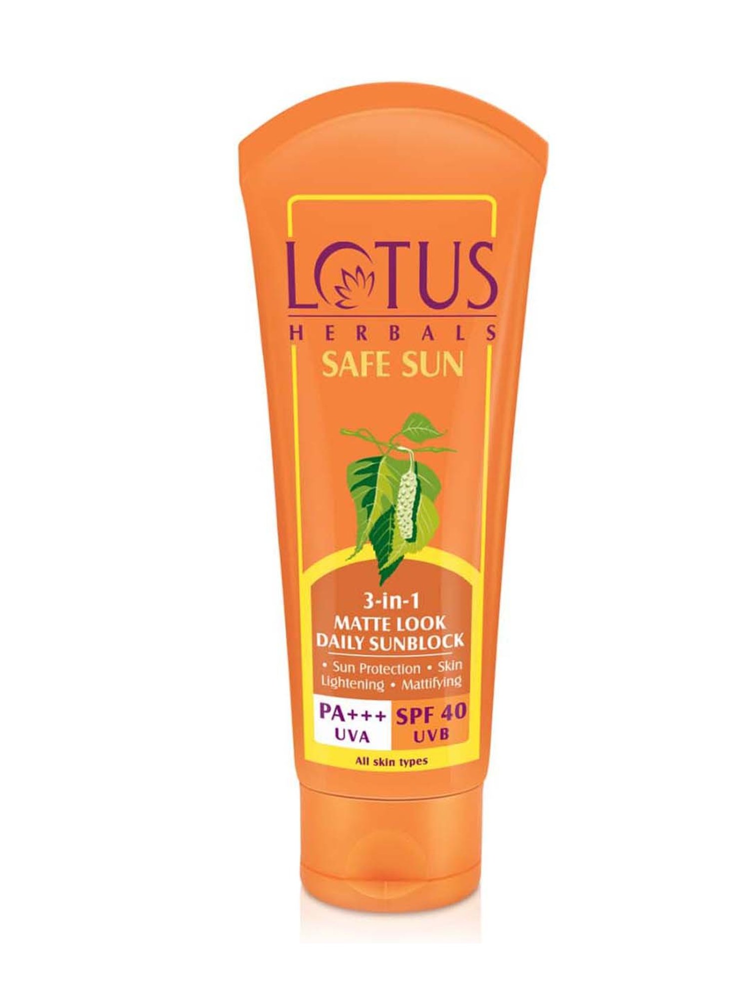 Lotus Herbals Safe Sun 3 In 1 Matte Look Daily Sunblock SPF 40 - 100 gm