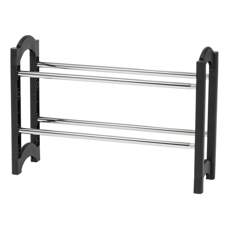 IRIS 2 Tier Slim Stackable Metal Shoe Rack Black