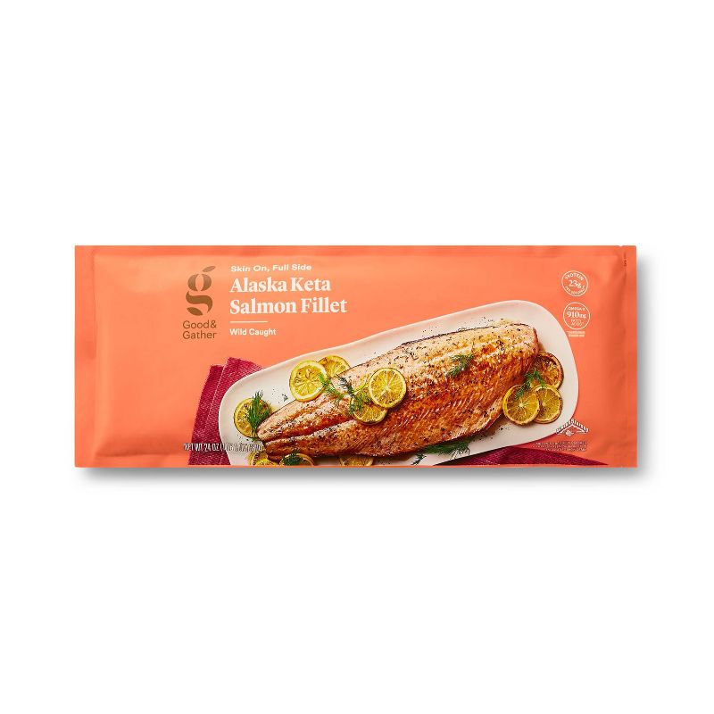 Alaska Keta Salmon Skin On Full Side Fillet - Frozen - 24oz - Good & Gather™