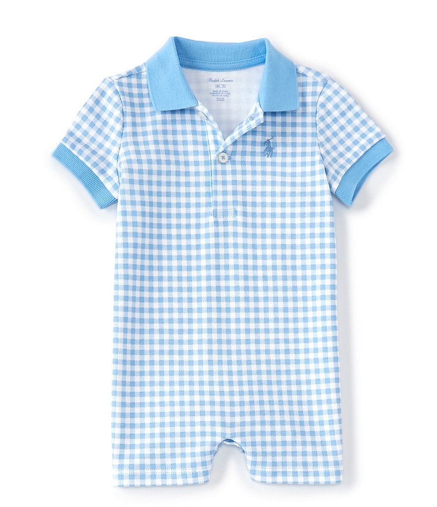 Ralph Lauren Baby Boys 3-24 Months Short-Sleeve Gingham-Checked Shortall