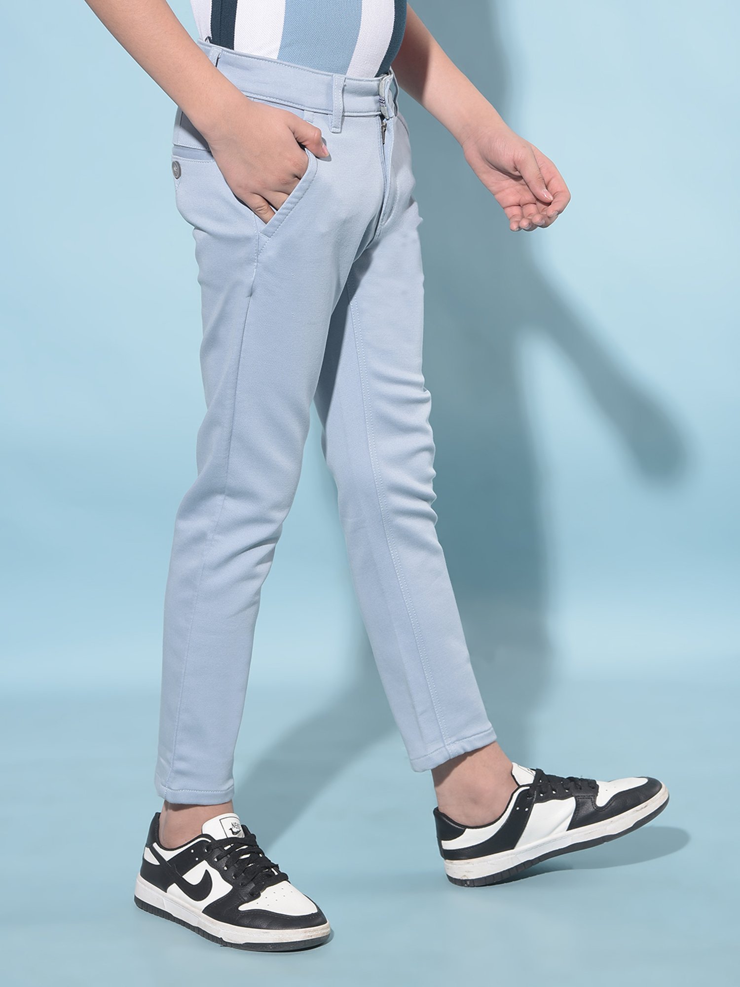 Crimsoune Club Boys Blue Solid Trousers