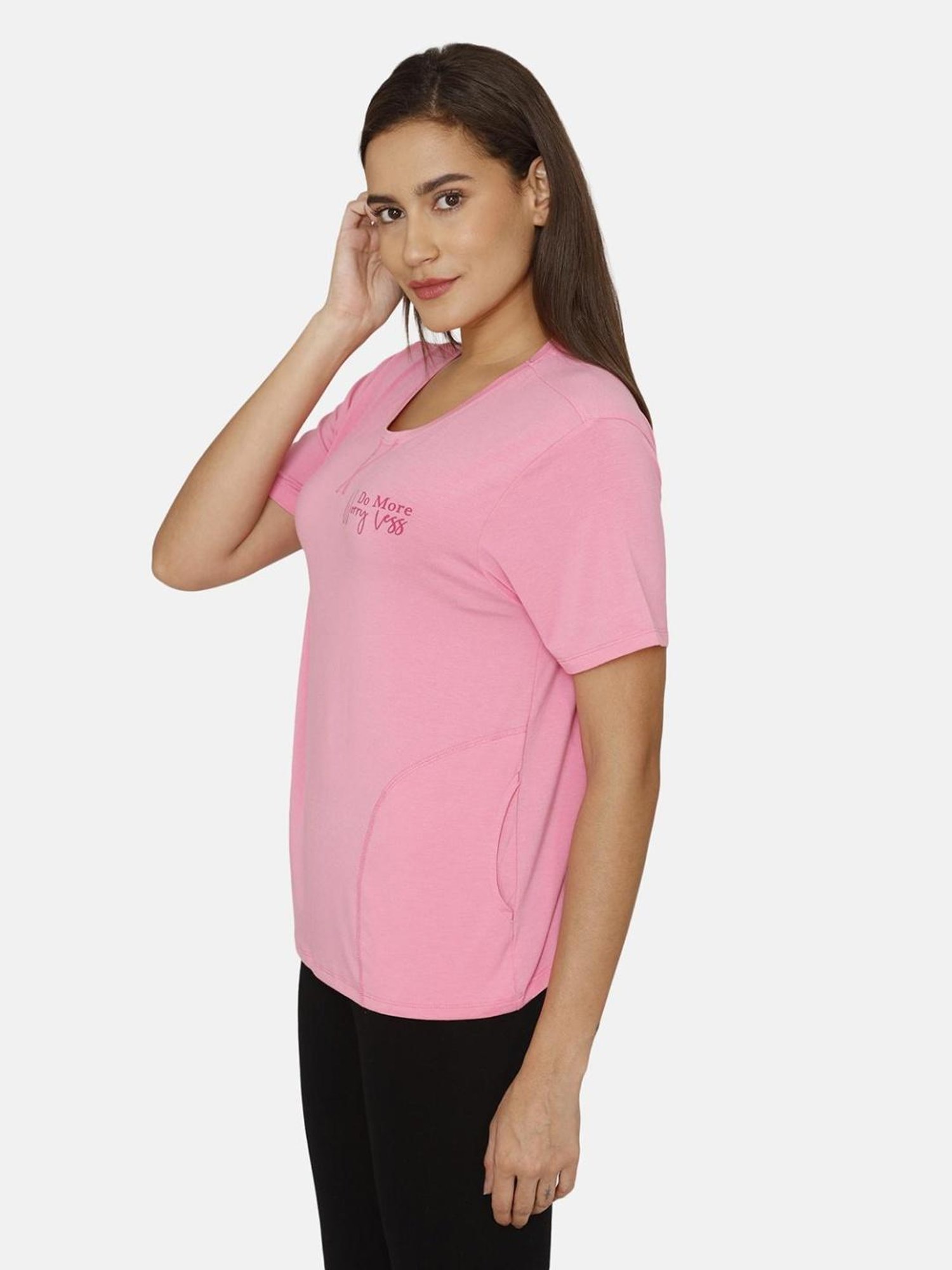 Zivame Pink Graphic Print T-shirt