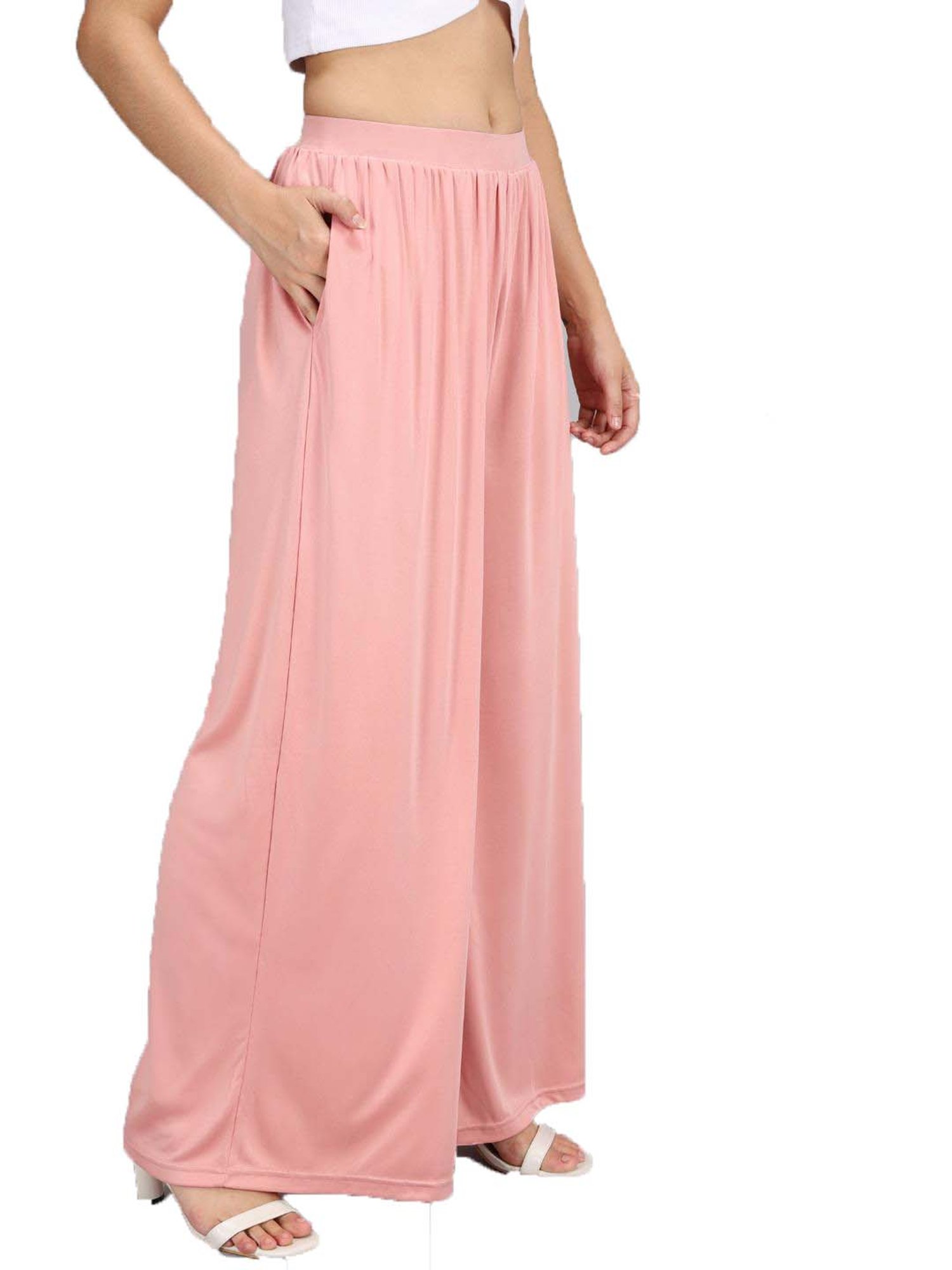 Kotty Pink Flared Fit Palazzos