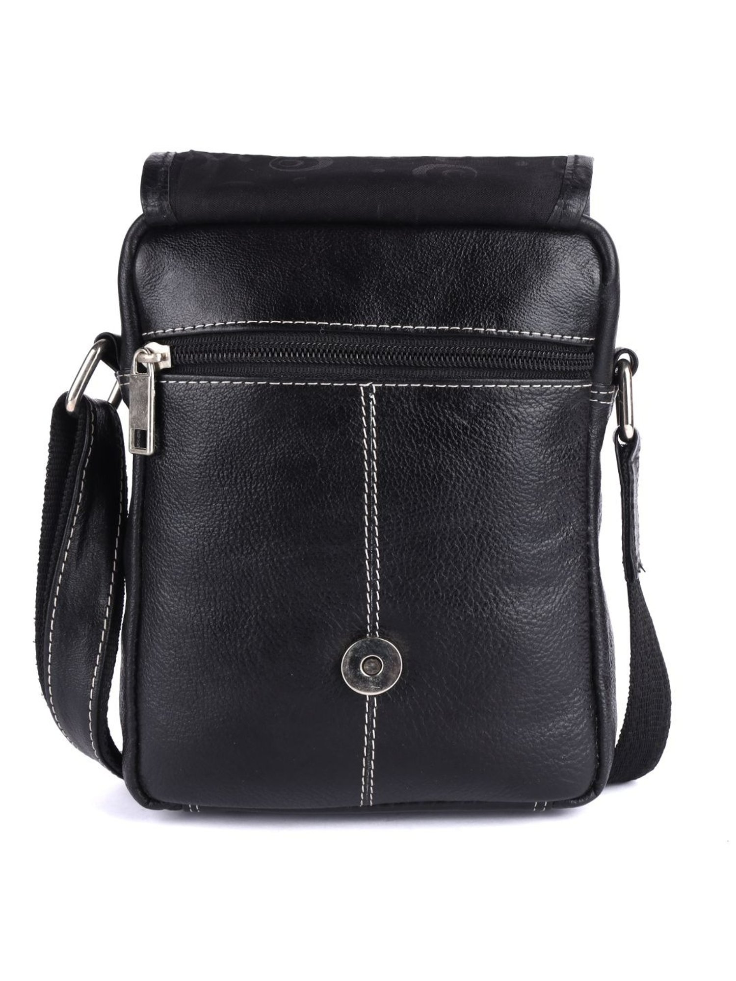 HiLEDER Black Textured Small Leather 5.5 inch Cross Body Bag