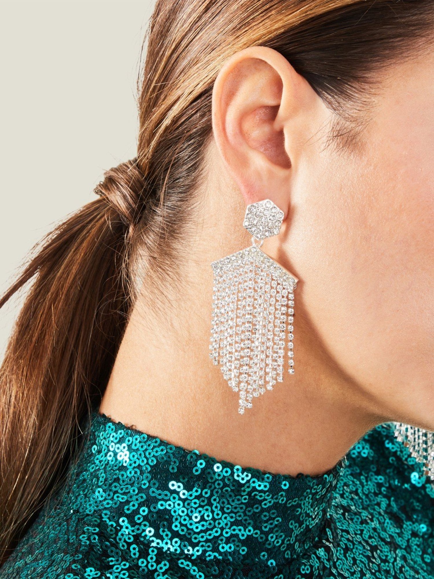 Accessorize London Statement Stud Waterfall Dangler Earrings
