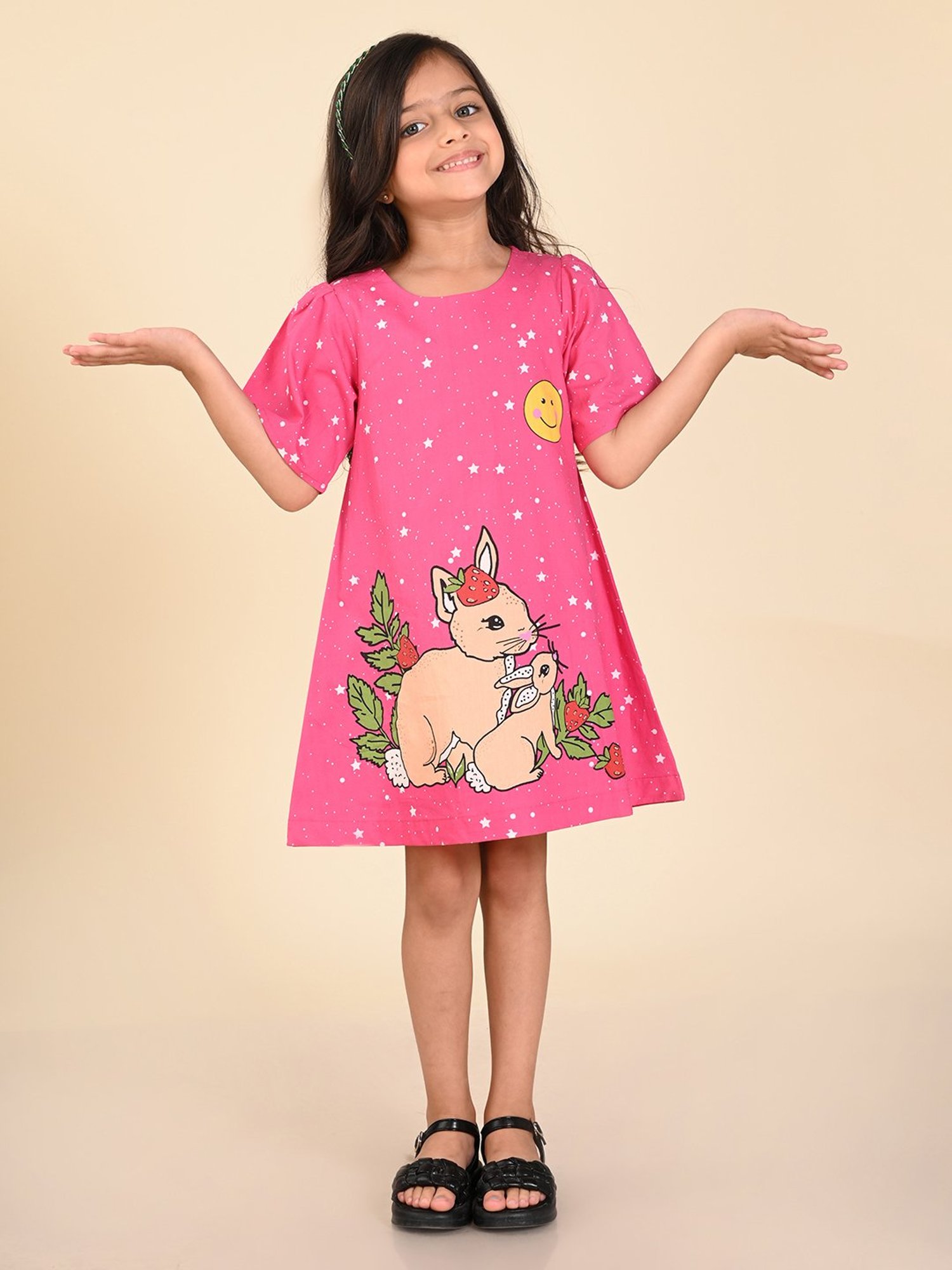 LilPicks Kids Pink Printed A Line Dress