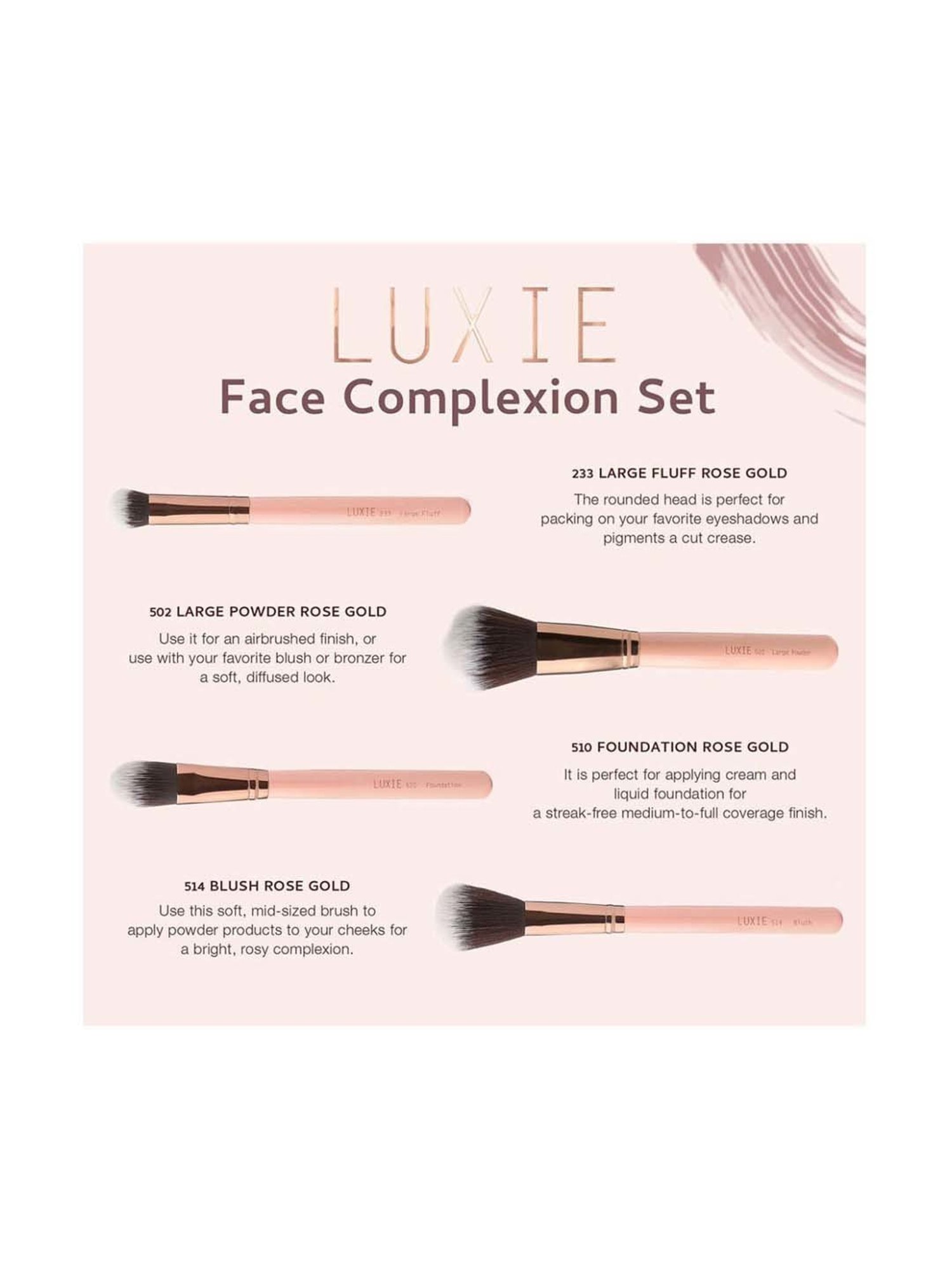 Luxie Rose Gold Face Complexion Brush Gift Set