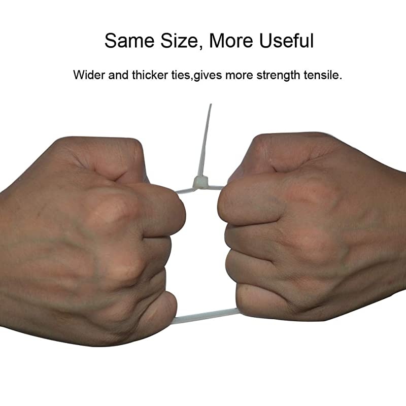 Cable Zip Ties  200 Packs Heavy Duty UV Resistant Nylon Cable Ties With SelfLocking 12 Inch Perfect for Organizing Wires Home Office Garage and Workshop White 200