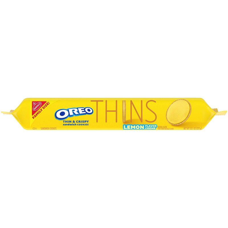 Oreo Thins Lemon Flavor Creme Golden Sandwich Cookies Family Size - 13.1oz
