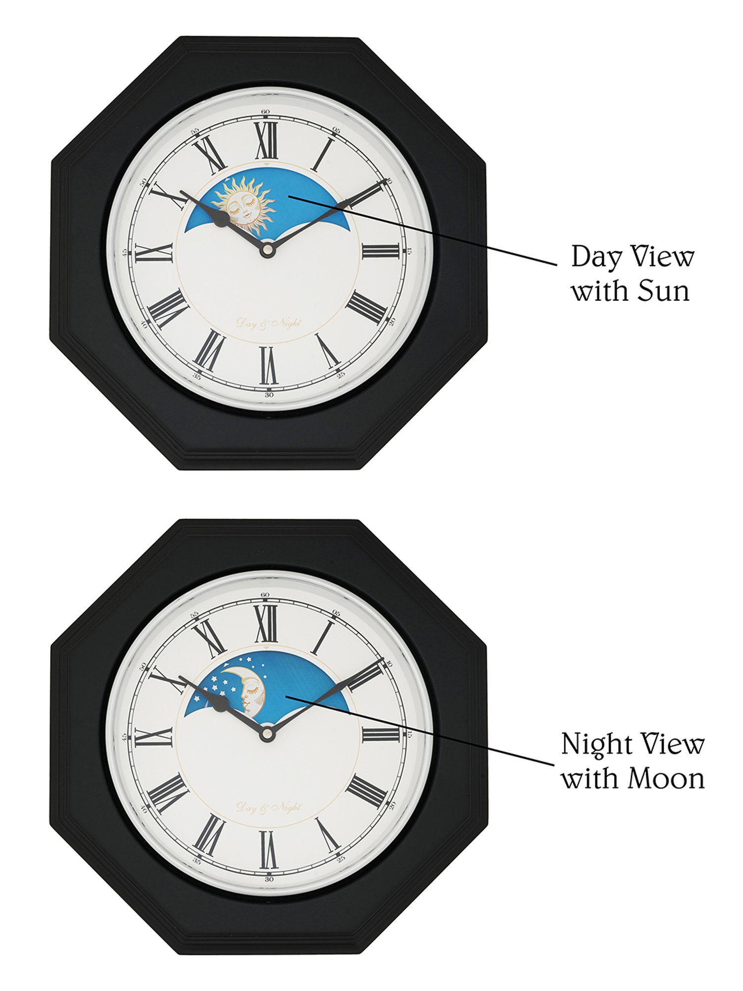 CHRONIKLE Octagon Black Wood Wall Clock