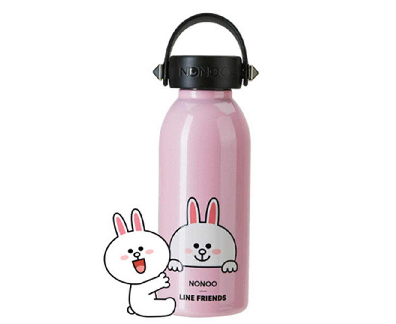 Select Mall 360ml Large Capacity Stainless Steel Cartoon Vacuum Flask Sports Bottle Suitable for Children Outdoor Travel-Pink