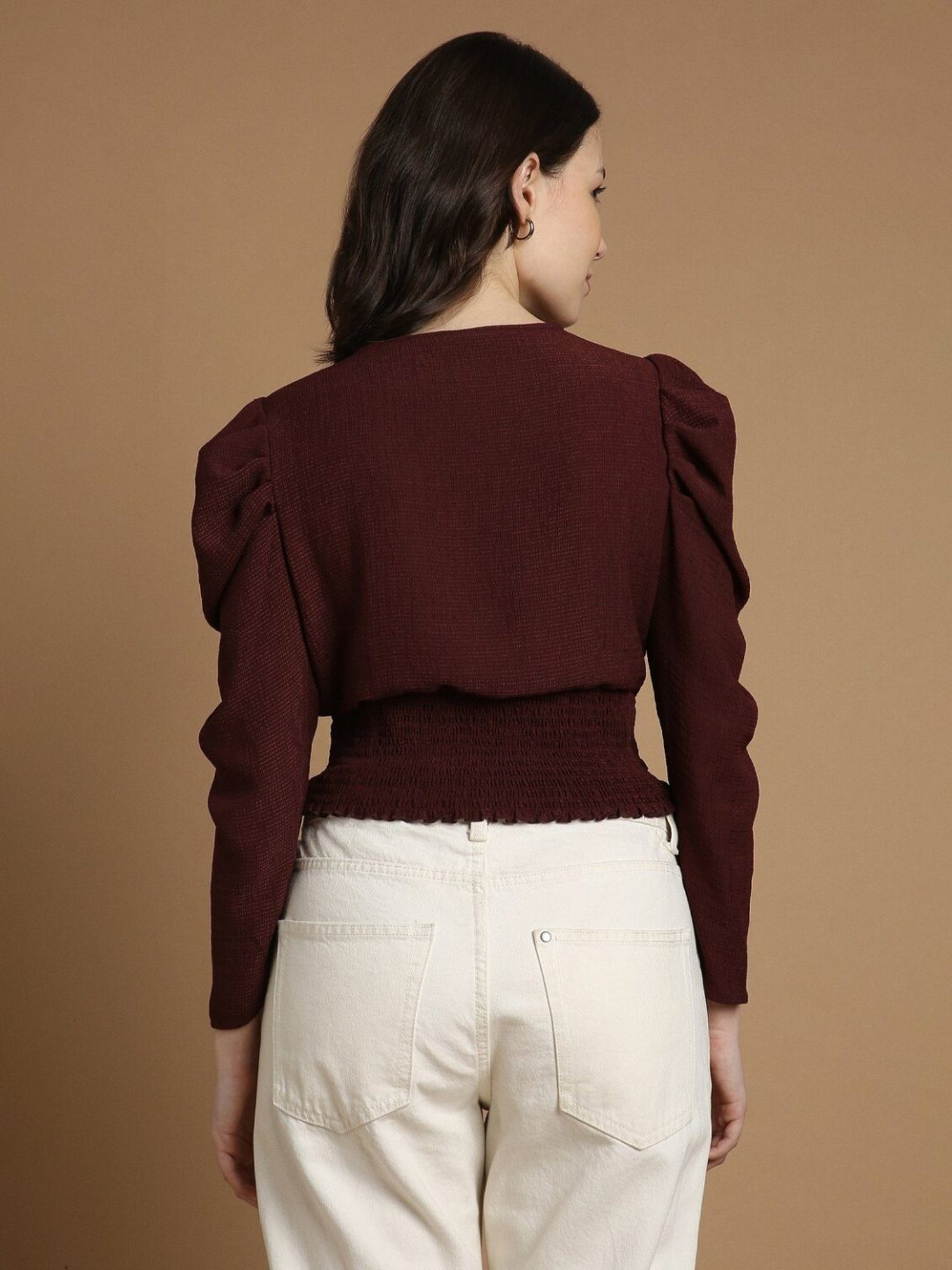 Allen Solly Maroon Textured Pattern Top