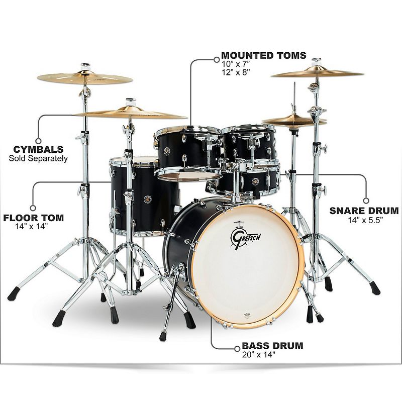 Gretsch Drums Catalina Special Edition Birch 5-Piece Shell Pack with 20" Bass Drum Ebony Satin