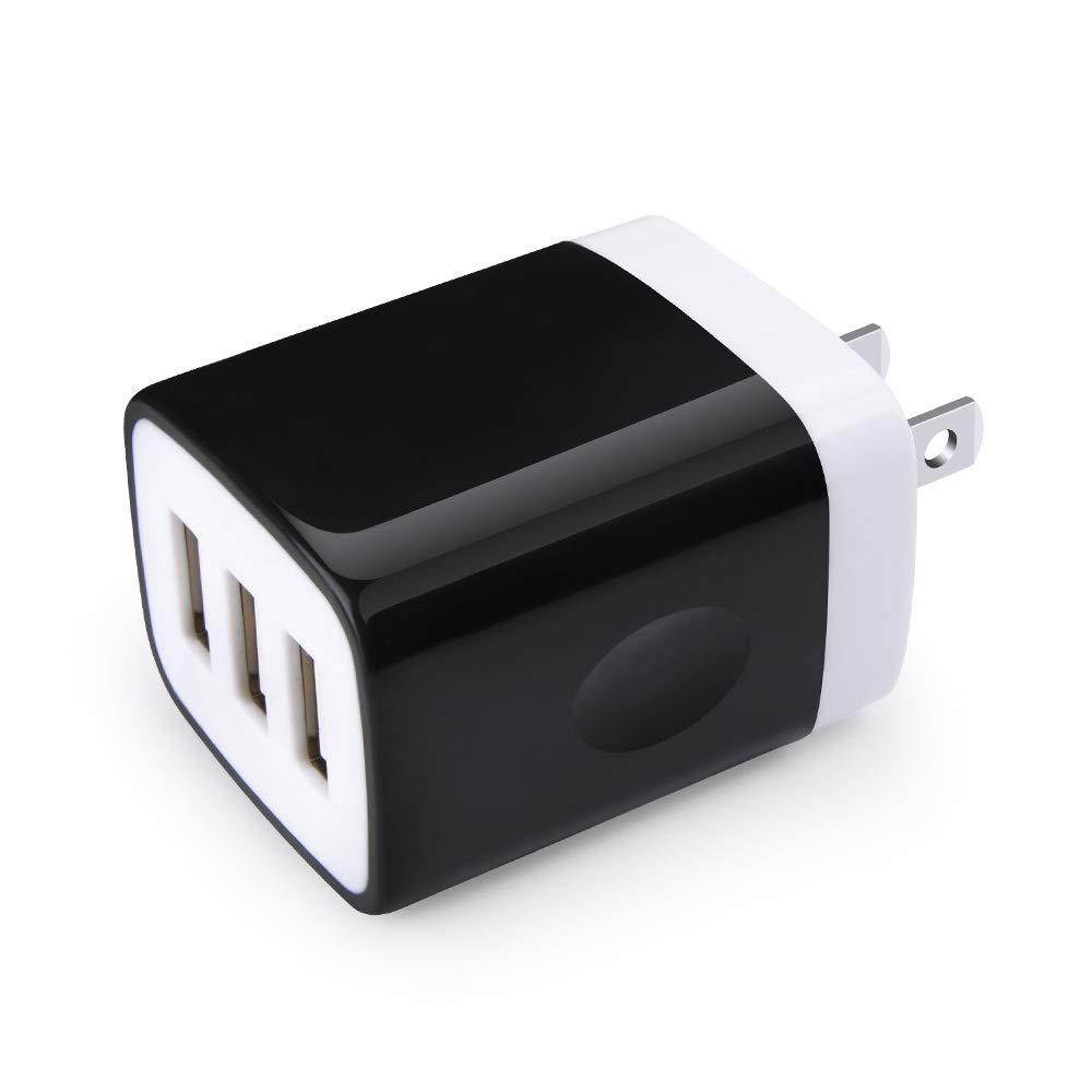 3 Port USB Wall Plug, GiGreen 3.1A Ultra Compact Charger Adapter Home Travel Charging Cube Block Compatible iPhone Xs X 8 7 6s Plus Samsung S9 S8 S7 S6 Note 8, LG, Nexus, One Plus, HTC, Moto, Nokia